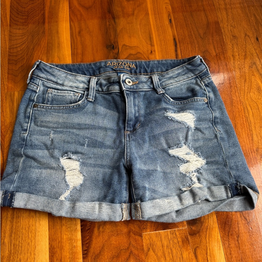Arizona Jean Company Blue Distressed Jean Shorts